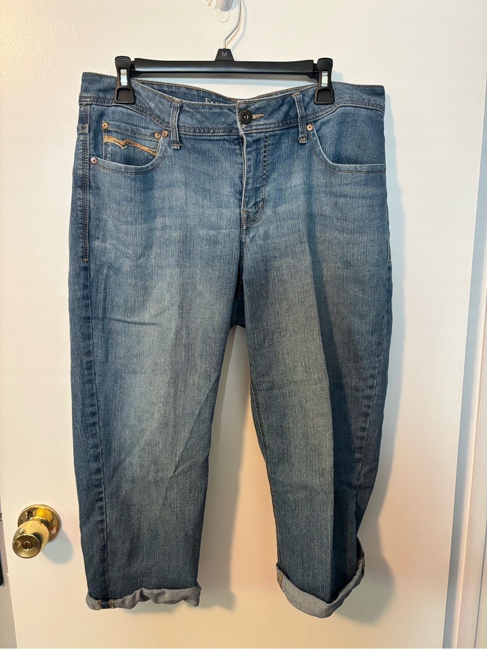 Vintage 90s Butter Mom Faded Glory Capri Boyfriend Jeans Blue Wash 14